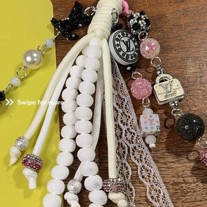 Elegant White Beaded Tassel Keychain